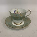 Paragon By Appointment To Her Majesty The Queen Green Gold Floral Teacup Set