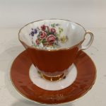 ROYAL Grafton Red And Gold Flower Tea Cup And Saucer