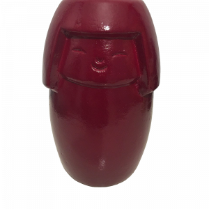 Vintage Japanese Style Kokeshi Doll - Red Glazed Terracotta Ceramic Statue