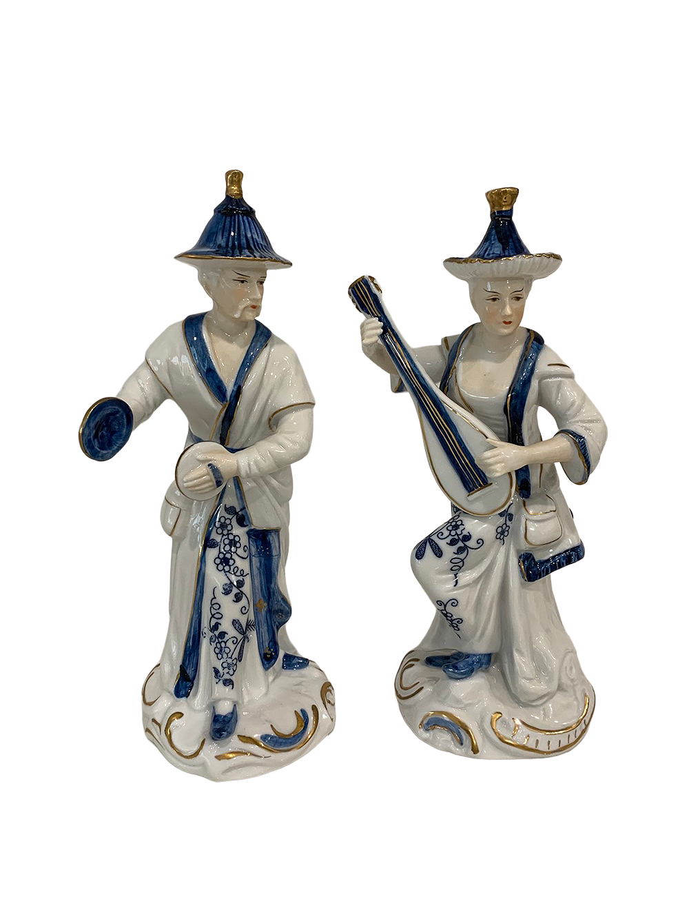 Vienna Woods Blue and White Figurine Pair Japan