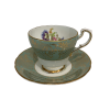 Paragon By Appointment To Her Majesty The Queen Green Gold Floral Teacup Set