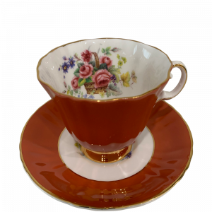 ROYAL Grafton Red And Gold Flower Tea Cup And Saucer