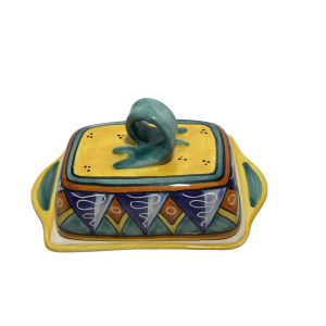 Italian Ceramic Butter Dish Deruta Hand Painted in Italy
