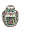 Vintage Famille Rose Medallion 4" Hand painted Porcelain Ginger Jar With Lid