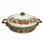 Fruit Design on Enameled Steel Pots with Solid Brass Handles & Knobs