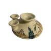 Sand Pottery 3 Chimney Oil Lamp, Signed