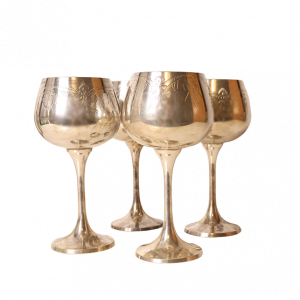 Vintage Engraved 4 Silver Plate Goblets