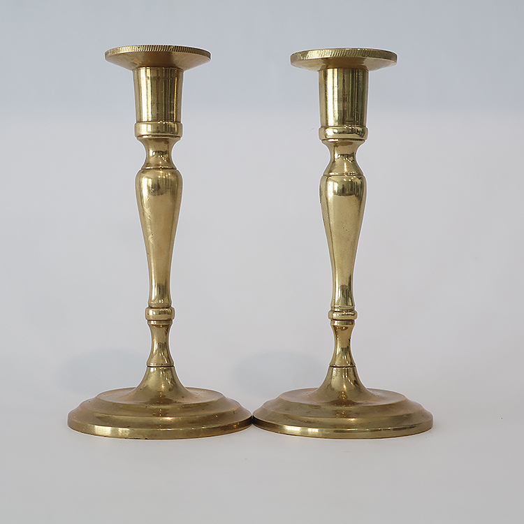 Vintage brass candle holders 2 pcs 6" tall
