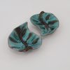 Set of vintage Blue Mountain Pottery leaf dishes with a unique green and brown drip glaze, 2 pcs.