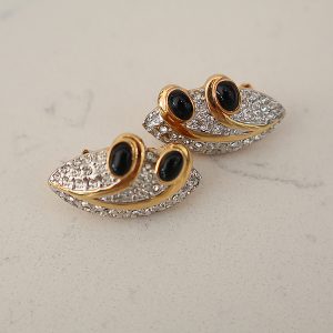 Butler signed Vintage Crystal Rhinestone Earrings Clip Ons