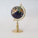 Gemstone World Globe with a Brass Stand