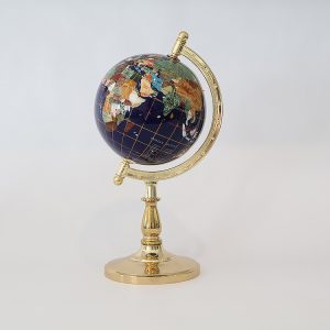 Gemstone World Globe with a Brass Stand