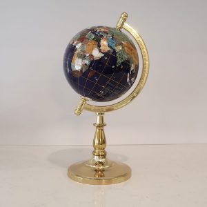 Gemstone World Globe with a Brass Stand