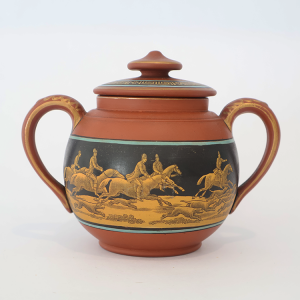Terracotta Pot with Lid Foxhunting Pattern